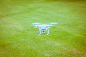 flying drone with camera prepair to fly photo