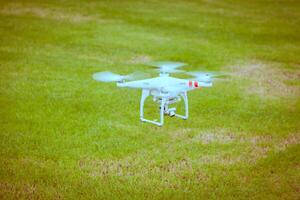 flying drone with camera prepair to fly photo