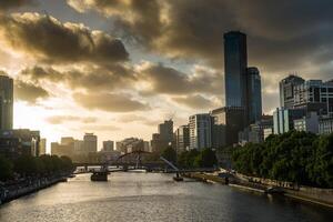 Cityscape image of Melbourne, during summer sunset. - 28 December 2012, Melbourne, Australia. photo