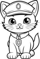 Black and White Cartoon Illustration of Cute Cat Sailor Character Coloring Book vector