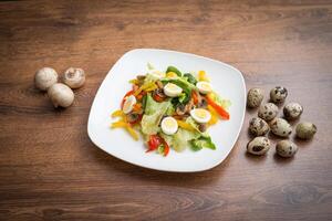 Vegitable salad with murshrooms, capsicum and salat photo