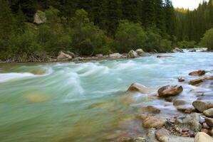 River it is high in the mountains photo