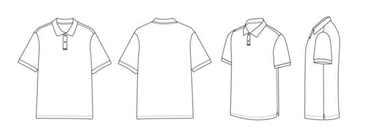 White Outline Polo Shirt Mockup vector