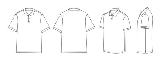 blanco contorno polo camisa Bosquejo vector