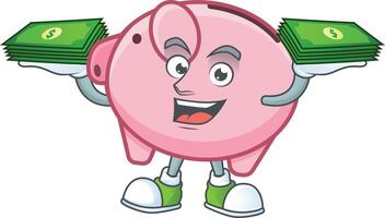 Piggy bank cartoon character style vector