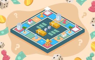 Board Game with Dice and Fake Money Background vector