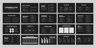 Business Plan presentation design with Black and White vector