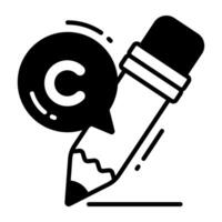 Pencil with copyright bubble, vector design of copyright