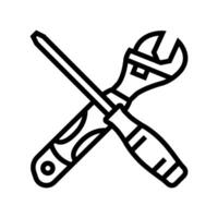 screwdriver and wrench tool work line icon vector illustration