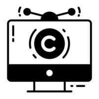 Monitor with copyright sign concept of broadcast copyright icon vector