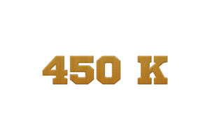 450 k subscribers celebration greeting Number with embroidery design png