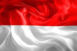 Ilustración 3d de una bandera de indonesia - bandera de tela ondeante realista foto