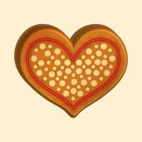 3D Render Gingerbread Heart On Cosmic Latte Background. vector