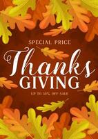 Thanks Giving day vector promo poster, autumn sale