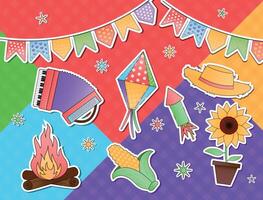 stickers collection for brazilian party festa junina vector