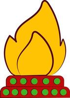 Flat Style Fire Pit  Colorful Icon. vector
