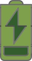 Battery Charging Icon In Green Color. vector