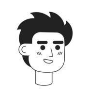 Brunette young adult man with messy hair monochrome flat linear character head. Surfer male. Editable outline hand drawn human face icon. 2D cartoon spot vector avatar illustration for animation