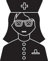 Character of female wearing nurse cap. vector