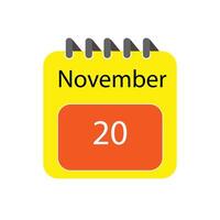 noviembre 20 diario calendario icono vector