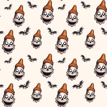 Víspera de Todos los Santos modelo con gracioso remar y pero. otoño Víspera de Todos los Santos fondo, vector sin costura modelo.