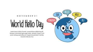 flat design international hello day poster template vector