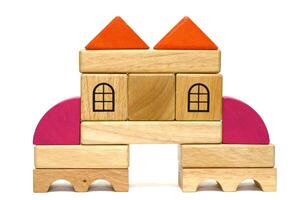 Colored wooden toys for the building photo