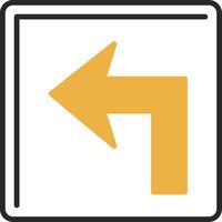 Turn Left Skined Filled Icon vector