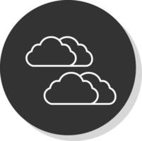 Cloudy Line Grey Circle Icon vector