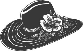 Silhouette beach hat black color only vector