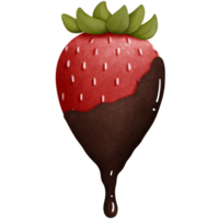 aguarela chocolate mergulhado morango clipart. verão fruta. png