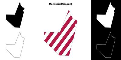 Moniteau County, Missouri outline map set vector