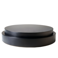 , 3d style illustration of Empty black round podium for displaying merchandise, isolated on transparent background png
