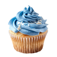 Blue icing fantasy cupcake on isolated transparent background png