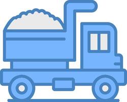 Dump Truck Line Filled Blue Icon vector