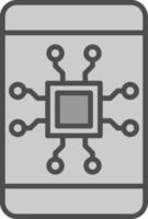 Mobile Technology Line Filled Greyscale Icon Design vector