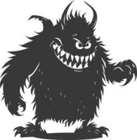 Silhouette funny monster black color only vector