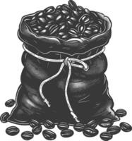Silhouette sack of raw coffee beans black color only vector