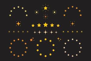 A collection of circular and parallel star shapes for decoration vector