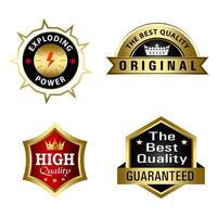 Set of Quality Badges and Labels Design Elements. Golden badge labels and laurel retro vintage collection. Emblem premium luxury logo in retro style template badges collection. vector