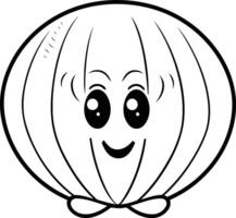 illustration of a cute smiling onion isolated on a white background. vector