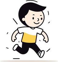 illustration of a boy running in a hurry. Flat style. vector