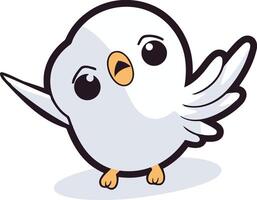 Cute cartoon white dove isolated on white background. vector