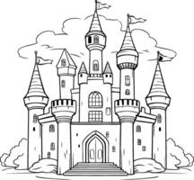 Castle doodle hand drawn illustration. Fairytale castle. vector