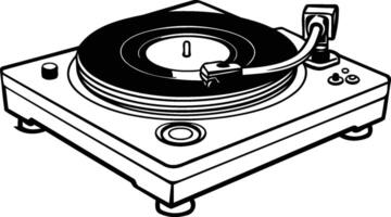 Retro turntable icon in black and white illustration graphic design vector