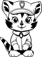 Cute cartoon raccoon in a police cap. vector