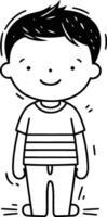 cute little boy with casual clothes illustration line and fill style vector