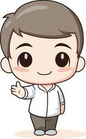 Cute Little Boy Wearing White Shirt Cartoon Character Illustration vector