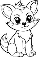 Black and White Cartoon Illustration of Cute Little Fox Animal Character Coloring Book vector