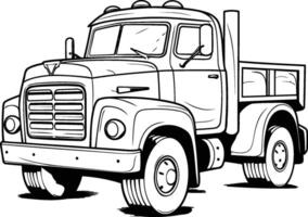 illustration of a big old truck on a white background. Hand drawing vector